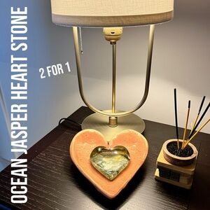 Ocean Jasper Heart ➕ Black Oak Pink Heart Ceramic Dish NWOT